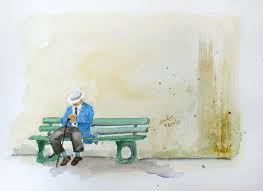 Peter Sorge Alter Mann Auf Bank Aquarellmalerei Aquarell Malen Aquarellbilder