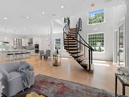 The stairs definition itself is of germanic origin, from the old english stǣger for stairs with an open concept upper floor or landing, the upper floor is functionally a balcony. Curved Floating Stairs Grand Entry Andover Ma Keuka Studios
