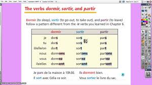 Chapter 8 This Chart Provides The Verbs Dormir Sortir And