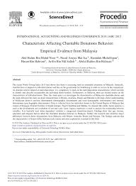 Itution, trust body or body of person is. Pdf Characteristic Affecting Charitable Donations Behavior Empirical Evidence From Malaysia