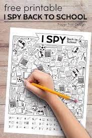 Free Printable I Spy Back To School Activity Paper Trail Design In 2020 Printable Activities For Kids School Activities Back To School Activities