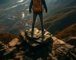 Image of hiker enjoying the view from a mountaintop