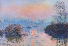 The father of impressionist art. Sunset On The Seine At Lavacourt Winter Effect By Claude Monet
