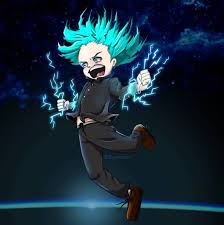 Anime with boy with lightning. Lightning Superpower Super Hero Blue