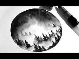Black And White Watercolor Painting Tutorial Simple Watercolour Misty Forest Painting Tutorial Youtube Painting Tutorial Forest Painting Watercolor Paintings For Beginners