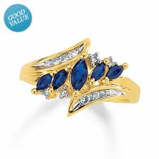 5 Stone Marquise Blue Sapphire Ring With Diamond Accents In 10k Gold Size 7 Zales In 2020 Diamond Engagement Rings Vintage Blue Sapphire Rings Halo Engagement Ring Emerald