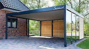 Carport Metall Mit Abstellraum Aus Stahl Holz Doppelcarport Stahlzart