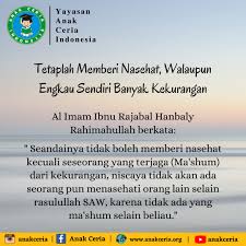 Jawabannya adalah agar kita umat manusia lebih banyak. Tetaplah Memberi Nasihat Yayasan Anak Ceria Indonesia
