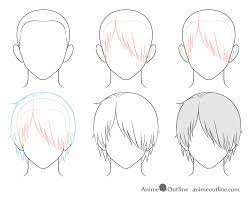 This hairstyle is fairly similar to the previous example though really this side hair also grabs parts of the front section of the hair it's still easier to anime long male hair drawing step by step. How To Draw Anime Male Hair Step By Step Animeoutline