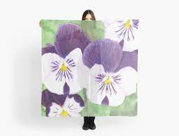 White And Purple Pansies Flowers Scarf By Savousepate Pansies Flowers Flower Art Pansies