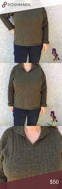 Green Ribbed Knit Lambswool Rabbit Hair Sweater Sweaters For Women Ribbed Knit Lambswool