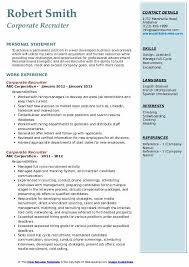 Corporate Recruiter Resume Samples Qwikresume