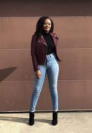 Preserved Fashion Trendy Winter Fashion With Marshall S Black Turtle Neck Burgundy Faux Leather Jack Black Girl Outfits Burgundy Faux Leather Jacket Fashion