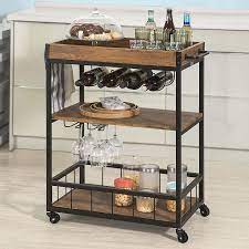 Shelf with suspension design improves your space utilization, enhances decoration spatial layering and modernizes the décor look of your bedding room, living room, kitchen, bathroom, garage, office, coffee shop, book store, or even your hallways.made of durable wood grain and sturdy. Buy Haotian Fkw56 N Bar Serving Cart Home Myra Rustic Mobile Kitchen Serving Cart Industrial Vintage Style Wood Metal Serving Trolley Brown Online In Hong Kong B07dxv9b54