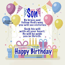 Balloons and polka dots birthday card message: Religious Birthday Quotes For My Son Happy Birthday Christian Phrases Bible Verses And Wishes For My Son Christian Birthday Cards Wishes