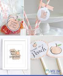 Instant Download Printable Party Kit Georgia By Wiseowlprints Peach Baby Shower Baby Birthday Party Girl Peach Party
