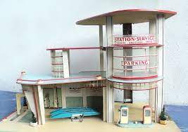 Rare French Garage Gas Station 1 43 Scale Nil 2 Storey Station Service 50s Toy Collectible Toy Classic Car Esso Garage Toy Garage Vintage Gifts Ideas Vintage Toys