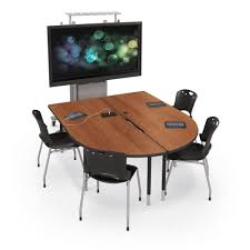 Media Space And Multimedia Collaboration Table Available Through Meteor Education Collaborative Desk Backpack Storage Training Tables