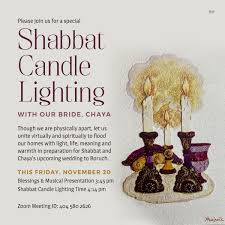 Maybe you would like to learn more about one of these? Chabad Of Greenwich Ct Shabbat Candle Lighting With Our Bride Chaya Zoom Link Https Us02web Zoom Us J 4045802626 Blessings Musical Presentation 3 45 Pm Shabbat Candle Lighting Time 4 14 Pm Chaya Would