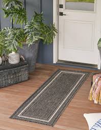 Learn how to crochet rag rug for beginners. Black 2 X 6 Outdoor Border Runner Rug Esalerugs