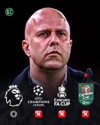 In just over a month Liverpool. have been knocked out of three  competitions, ruling out the quadruple completely 😬❌