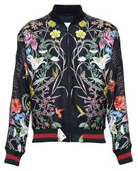 Gucci Black Multi Floral Printed Satin Bomber Jacket Black Product 1 352755772 Normal Jpeg 2100 2600 Silk Bomber Jacket Bomber Jacket Silk Bomber