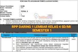 Check spelling or type a new query. Download Rpp Daring 1 Lembar Sd Mi Kelas 4 Tema 3 Semester 1 Terbaru Pendidikanterkini