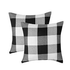 Black And White Plaid Pillows Vanky Set Of 2 Black And White Throw Pillows Farmhouse Decorative Buffalo Checkers Plaid Throw Pillow Case Winter Indoor Outdoor Cushion Cover Pillowcase For So