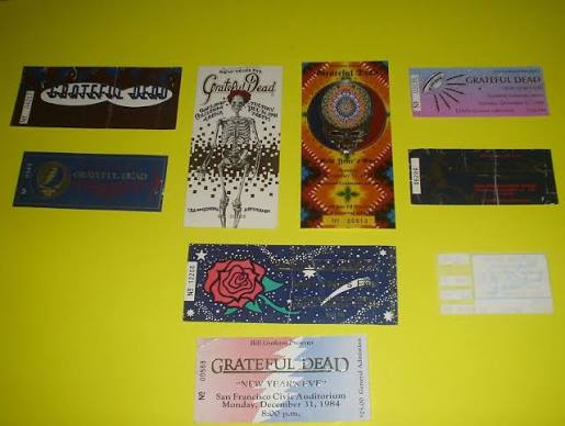 Grateful Dead New Years Eve Ticket Collection of (9) Years Stubs and  Company | #1832168114