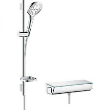 On this page you can view all hansgrohe and axor products at a glance. Hansgrohe Raindance Select E Shower System 120 With Ecostat Select Thermostatic Mixer And Shower Rail 65cm White Chrome Tradewetrooms Com
