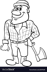 Fairy Tale Lumberjack Coloring Page Vector Image On Vectorstock Red Riding Hood Wolf Coloring Pages Black And White Cartoon