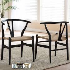 Cheaper Option And I Love The Seat Material Better Thoughts Baxton Studio Wishbone Modern Solid Wood Dining Chairs Black Dining Chairs Modern Dining Chairs