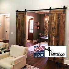 Standard Double Barn Door Hardware Kit The Barn Door Hardware Store Sliding Barn Door Hardware Doors Interior Interior Light Fixtures
