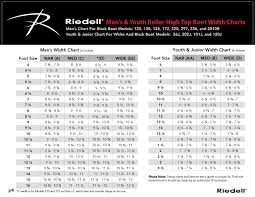 riedell high top skates sizing chart