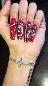 Coffinnails Nailsofinstagram Prettynails Longnails Acrylicnails Cutenails Nails In 2021 Bandana Nails Best Acrylic Nails Hot Nails