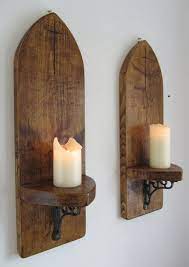 Splendid wood wall sconce with filament design aumbrie reclaimed wood wall sconce cli sh0239991. Pair Of 80 Cm Tall Gothic Arch Church Window Design Rustic Etsy Candle Wall Sconces Candle Holder Wall Sconce Wall Candles