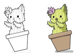 La tinta negra dibujada a mano ilustración y letras aman las plantas de cactus aisladas. Pagina Para Colorear De Dibujos Animados De Personaje De Gato Cactus Para Ninos 2068163 Vector En Vecteezy
