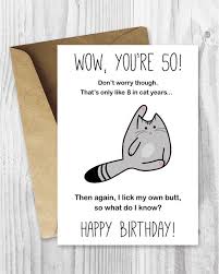 Foldable Birthday Card Print Out 50th Birthday Card Printable Birthday Card Funny Cat Etsy 60th Birthday Cards Funny Printable Birthday Cards Birthday Card Printable
