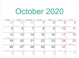50 Free Printable October 2020 Calendars With Holidays Onedesblog In 2020 Holiday Calendar Printable Monthly Calendar Printable January Calendar