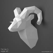 Ram Head Trophy 3d Papercraft Model Downloadable Diy Etsy Paper Crafts Diy Template Ram Head