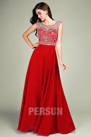 Robe Rouge De Soiree Longue Style Baroque A Haut Orne De Strass Brillant Jmrouge Fr