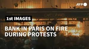 On mobile devices this slideshow displays slides one at a time. Bank On Fire In Paris During Protest Over New Security Law Afp Youtube