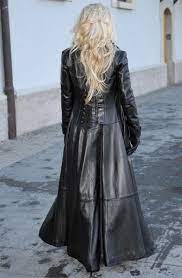 woman leather coat corset black full length ledermantel leder mantel laces in clothing shoes accessories leather coat womens long leather coat leather coat