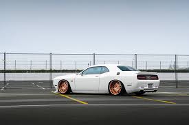Slammed White Dodge Challenger Fitted With Rose Gold Avant Garde Wheels Dodge Challenger White Avant Garde Wheels Dodge Challenger