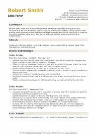 What does a lot porter do? Sales Porter Resume Samples Qwikresume