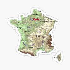 They are called rivières when they flow into another river. Topographic Map Of France With Major Cities And Rivers Biscay Green Background Physical Relief Map Of France Sticker By Mashmosh Redbubble
