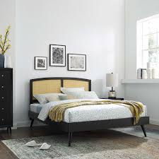 Each of these unique cane beds was constructed with extraordinary care, often using wood, cane and natural fiber. Sierra Cane And Wood Platform Bed With Splayed Legs Contemporary Modern Furniture Modway