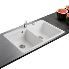 Evier Granit Blanc 2 Bacs Sans Egouttoir 860x515 Magna Des Eviers Modernes Cuisissimo Granit Blanc Egouttoir Evier
