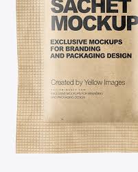 Kraft Paper Sachet Mockup In Sachet Mockups On Yellow Images Object Mockups