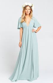 Oh Faye You Look Lovely With A Longer Flouncy Sleeve And That Low Neckline Meeti Bridesmaid Dresses Boho Mismatched Bridesmaid Dresses Bridesmaid Dress Colors